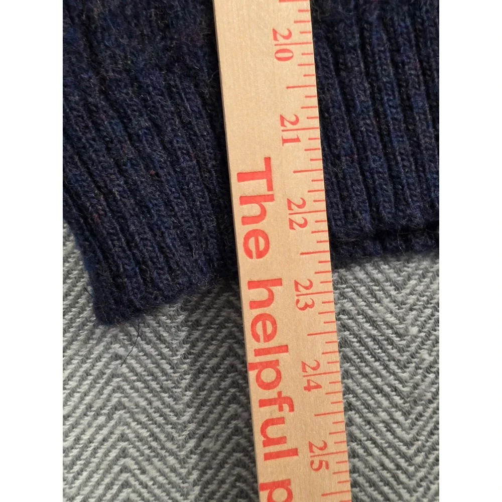 Alps Merrimac Valley Mens Navy Blue Cable Knit Wool Sweater Red Deer Head Size M